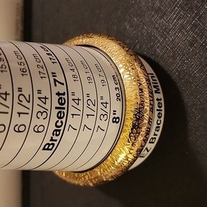 Gold Tone Etched Hollow Brass Bracelet